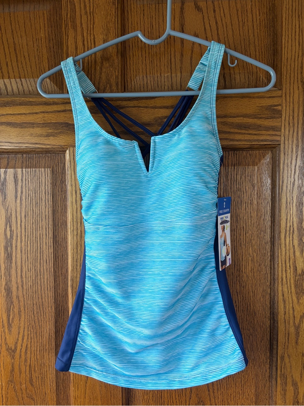 Free Country Blue Tankini Swim Top